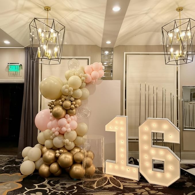 Dusty Pink Nude Gold Balloons, 60Pcs 12Inch Pink Sand White Nude Gold