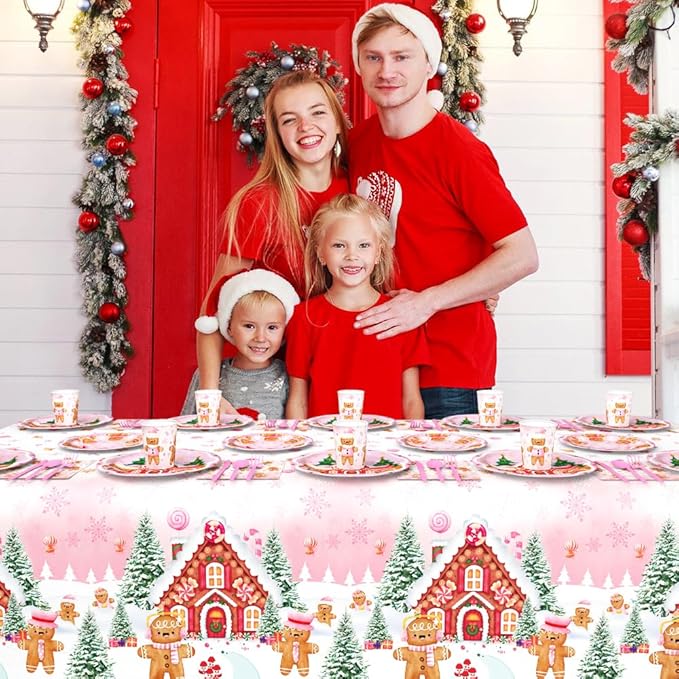 194 Pcs Christmas Party Supplies Decorations Pink Gingerbread Party