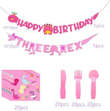 Pink Dinosaur Party Supplies For Girls 3rd Birthday Decorations