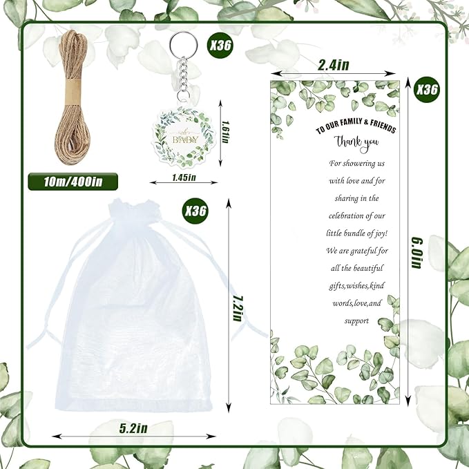 145 Pieces Baby Shower Favors for Guest Eucalyptus Leaf Ballpoint