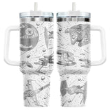 34HD Galaxy Spaceship Tumbler 40oz with Handle and Straw - Sci-Fi Star