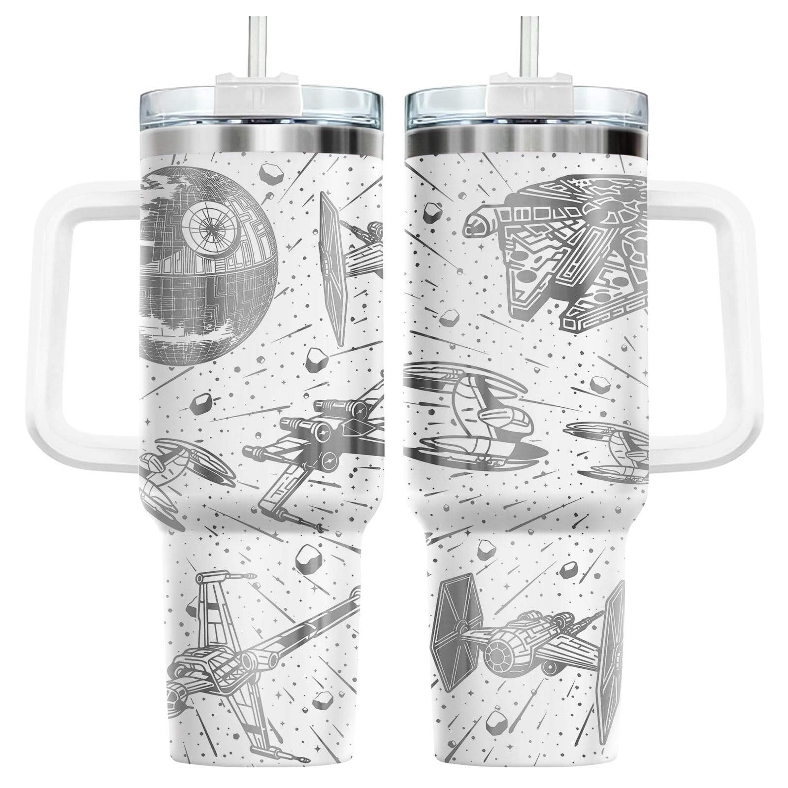 34HD Galaxy Spaceship Tumbler 40oz with Handle and Straw - Sci-Fi Star
