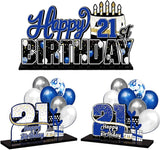 LINGTEER Happy 21st Birthday Blue Acrylic Table Topper Centerpieces