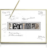 Framed Gold Retirement Decorations Guest Book for Men 12 x16 Large