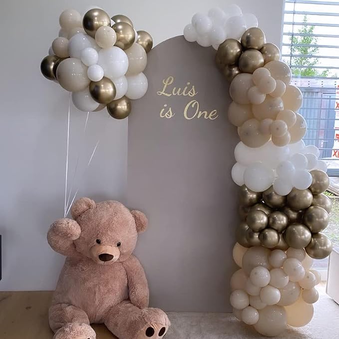 White Sand Balloons Set, 60 Packs 12 Inch Double Stuffed Beige Boho