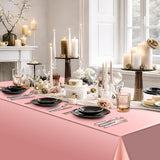3 Pack Rose Gold Plastic Tablecloth, Dusty Pink Disposable Rectangle