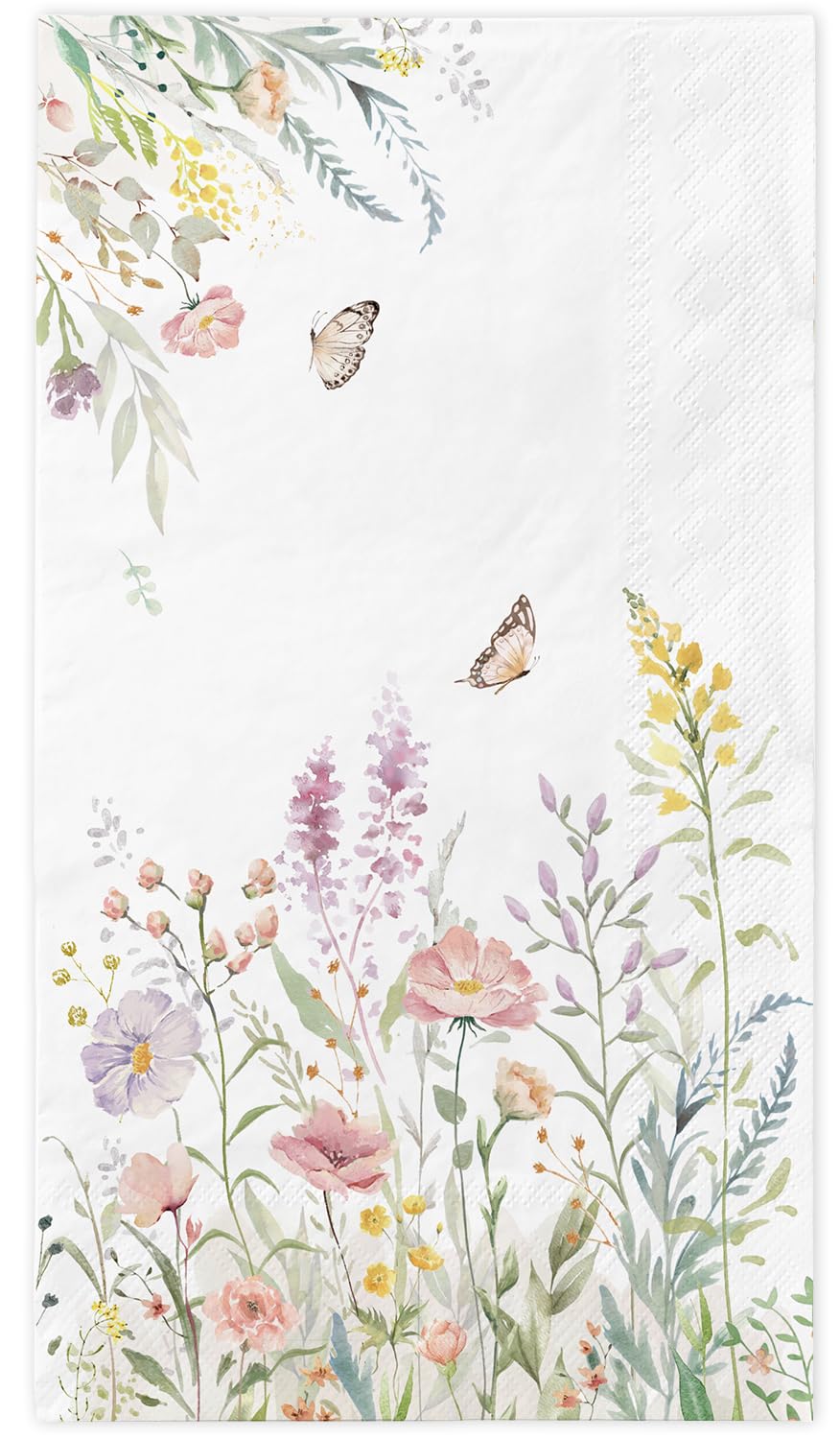 100 Spring Flower Napkins - Watercolor Wild Flower Disposable Hand