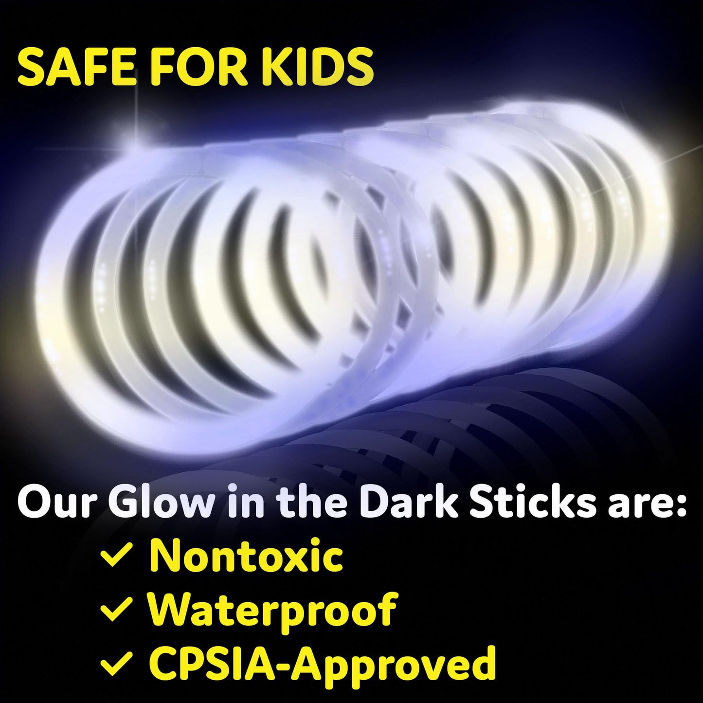 PartySticks White Glow Sticks - 100pk, 8 Glow In The Dark Light Up