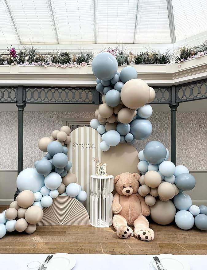 Dusty Blue and Gold Balloons - 12 Inch Dusty Blue Balloons Metallic