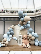 Dusty Blue and Gold Balloons - 12 Inch Dusty Blue Balloons Metallic