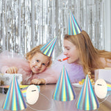 ZOIIWA 48 Pieces Iridescent Party Hats Rainbow Laser Themed Hat