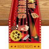Movie Night Table Runner, Rustic Film Movie Theme Popcorn Tape Now