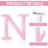 Qunclay Pink Crystal Diamond Letter Wall Decor, Glitter Wooden Bling