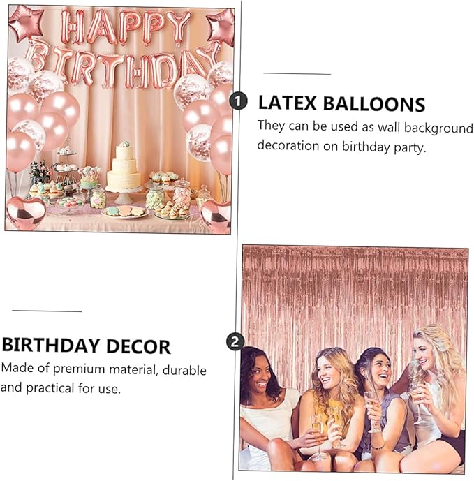 28pcs Rose Gold Birthday Balloons Set with Sequin Latex and Foil