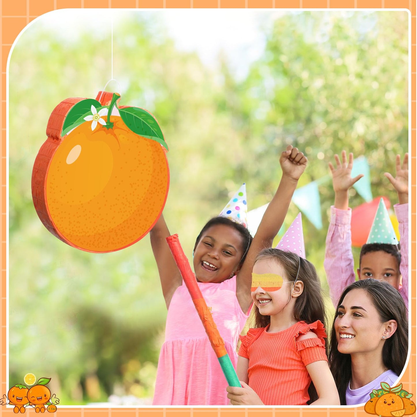Aoriher Orange Piñata Orange Citrus Party Game Set Summer Fruit Piñata
