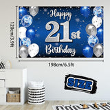 Happy 21st Birthday Decorations 21 Blue & Silver Balloon Large