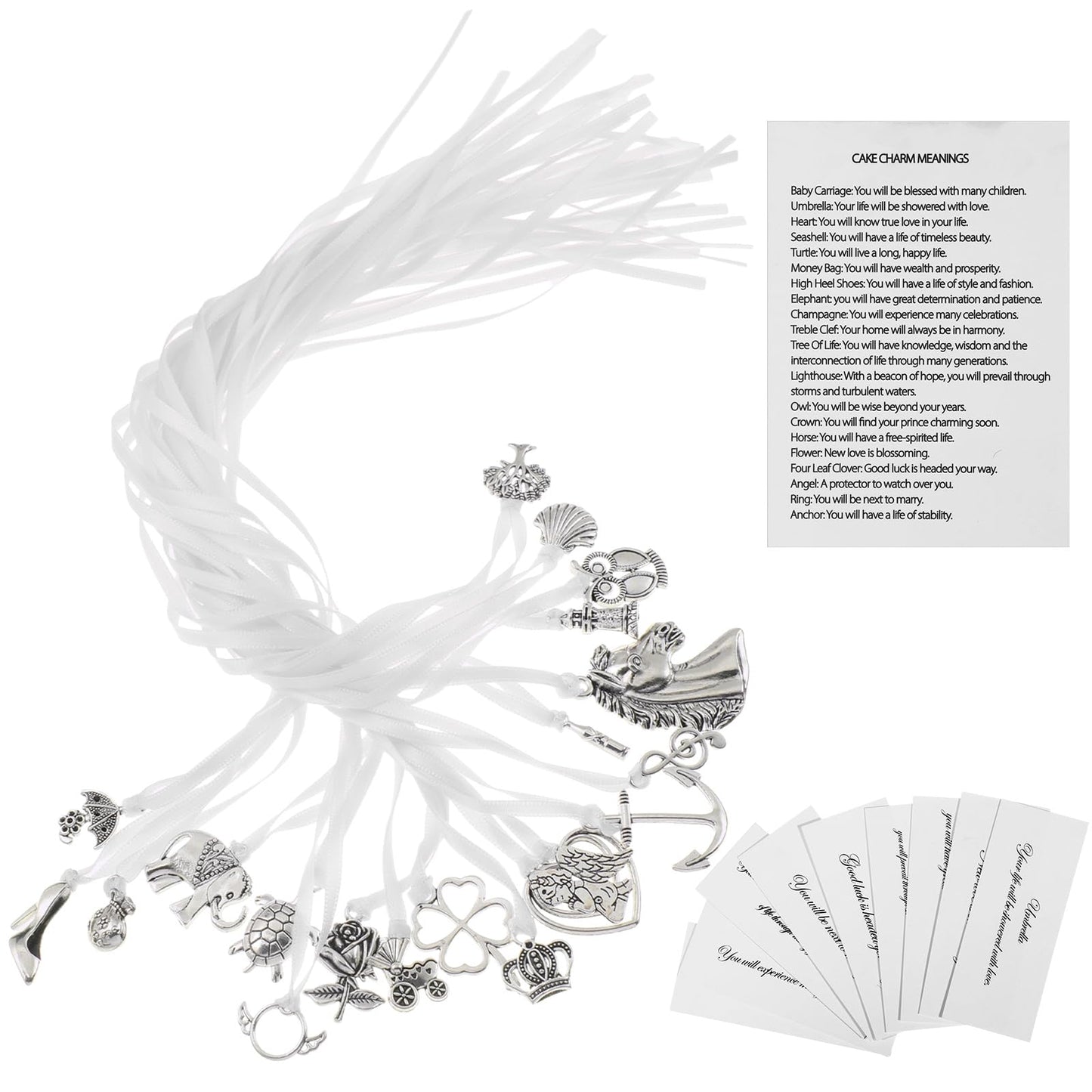 Solsew 20 Pcs Coquette Cake Pulls on Ribbon Decorations Tradition Whit