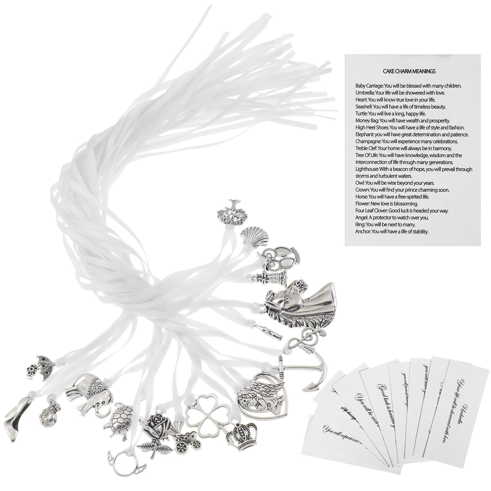 Solsew 20 Pcs Coquette Cake Pulls on Ribbon Decorations Tradition Whit