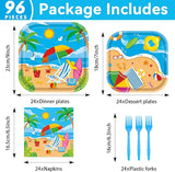 96Pcs Beach Party Supplies Summer Pool Party Paper Plates Napkins