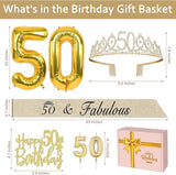 50th Birthday Decorations for Women Gold with 50th Birthday Sash and