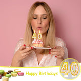40th Birthday Candle for Cake, Colorful Macaron Numeral Candles for