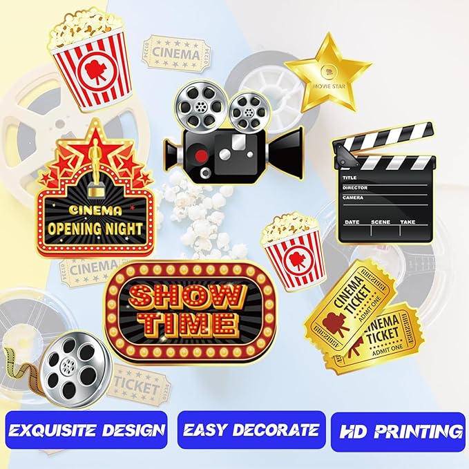 Movie Night Party Decorations Kit 60 Pcs Now Showing Banner Hanging