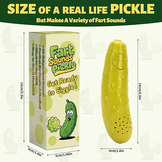 Fart Sounds Pickle - 30+ Unique Farts, Farting Cucumber Toy - Funny