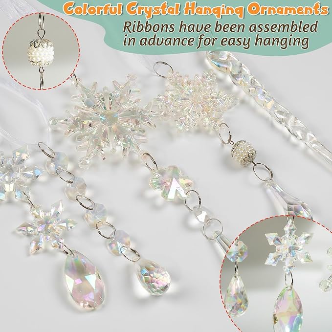 32pcs Christmas Decoration Crystal Ornaments - Iridescent Christmas
