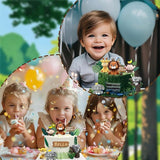 22PCS Safari Animal Cake Toppers & Wild One Birthday Decorations
