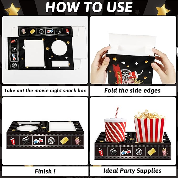 50 Pcs Movie Night Supplies Movie Night Snack Trays Theater Snack