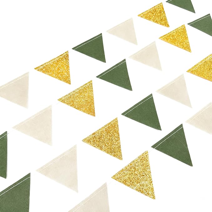 Sage Green Gold Party Decorations Oilve Green Beige Gold Glitter Felt