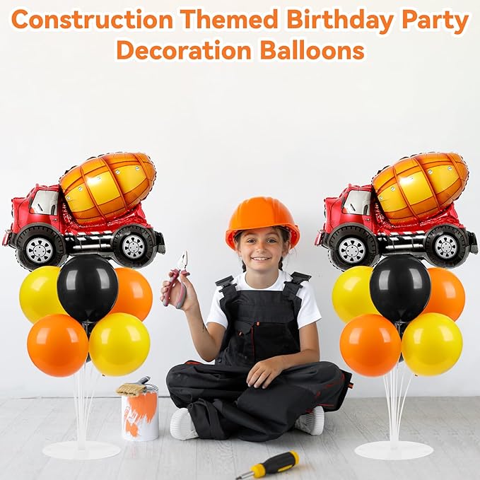 Construction Party Balloons Stand Kit 2 Sets with 2 Construction