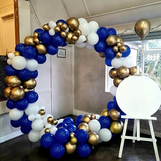 YMSZ Blue and Gold Balloons Set, 67pcs 12 Inch Royal Blue Gold White