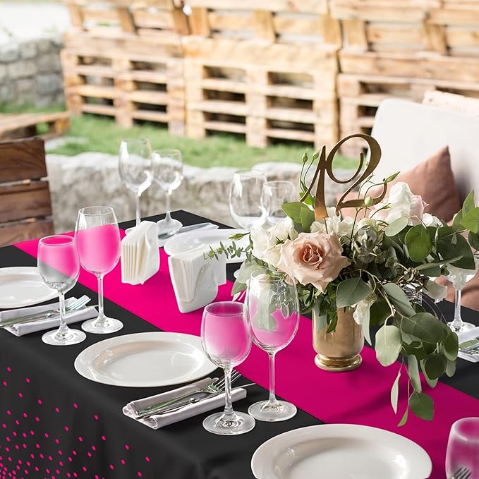 MASHAN 16Pack Disposable Plastic Party Tablecloths and Satin Table