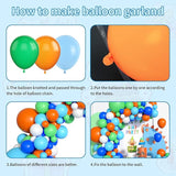 Blue Green Orange Dinosaur Balloon Arch 121 PCS Boys Birthday Baby