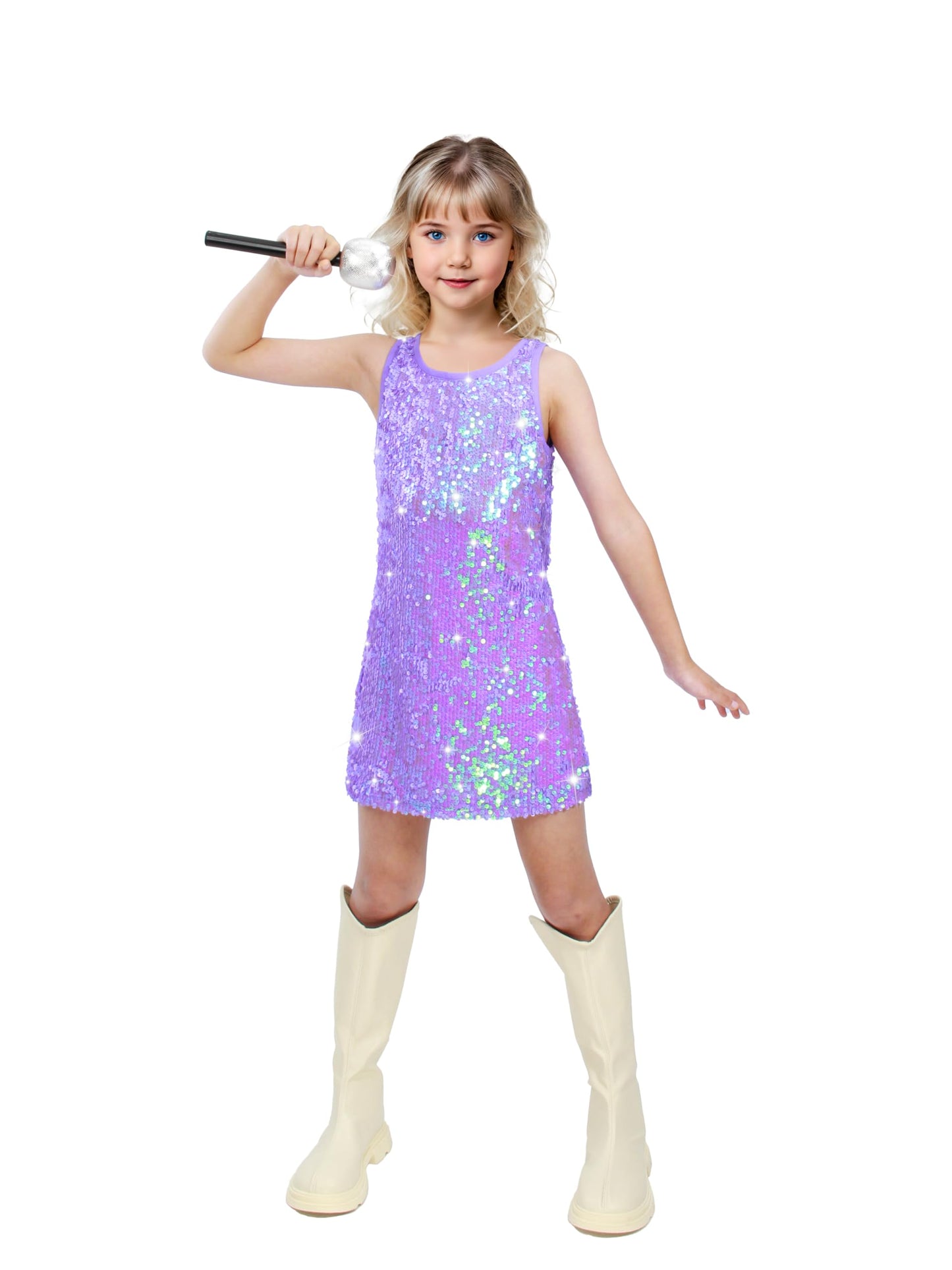 Sinkawa Jackets Girls Sequin Dress Sparkly Sleeveless Costume Prom