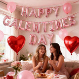 Happy Galentines Day Balloons Banner 16 Inch Pink Galentine Letters