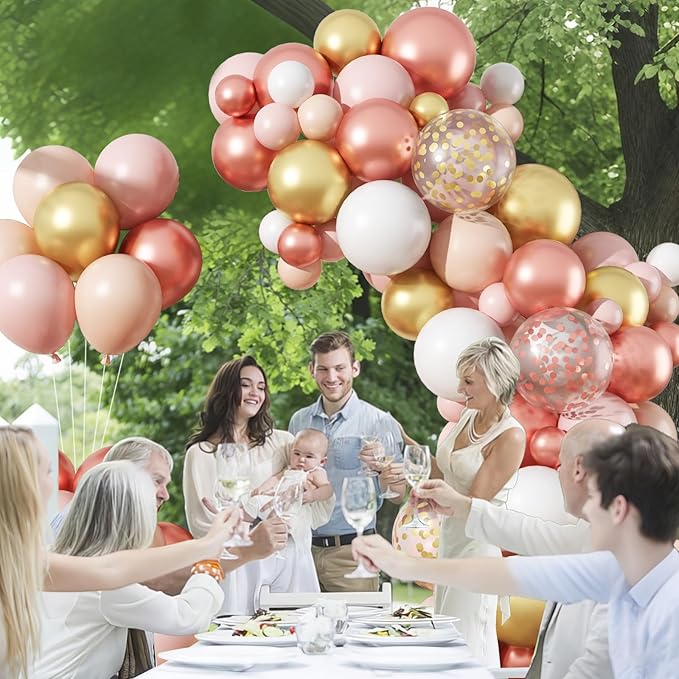 Rose Gold Balloon Arch Kit Nude Light Pink Gold Confetti Party