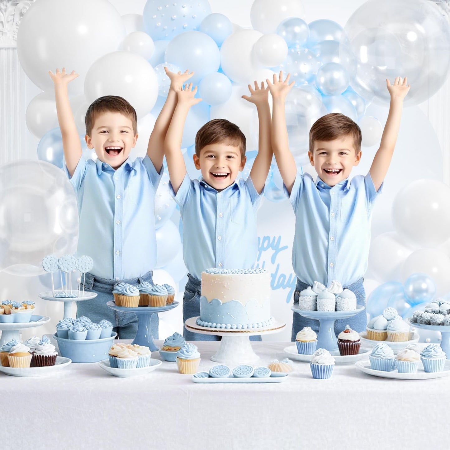 Blue Balloon Arch Kit 177Pcs Blue and White Balloon Arch Kit with