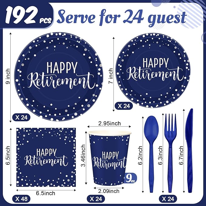 Pickmesh 192 Pcs Retirement Party Decorations Happy Retirement Paper