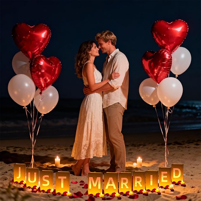 Just Married Light Up Letters Include Light up Letters with Tea
