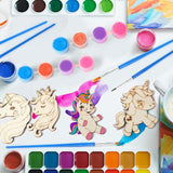 28 Sets Unicorn Party Favors Wood Painting Craft Kits with Art