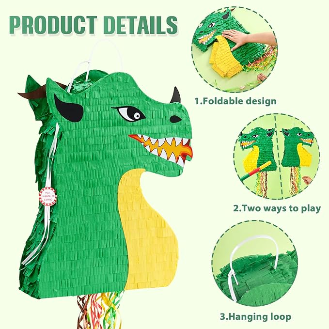 Foldable Dragon Piñata Dinosaur Birthday Party Supplies Dino