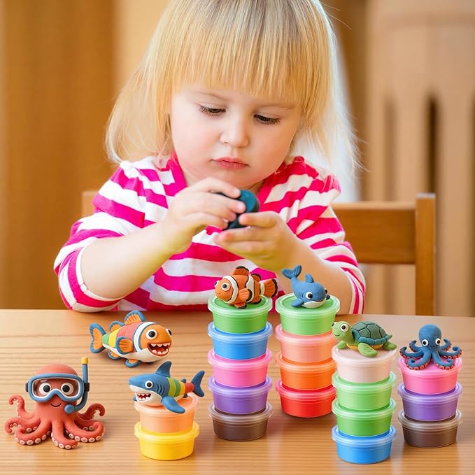 24 Set Under The Sea Party Favors for Kids Ocean Air Dry Modeling