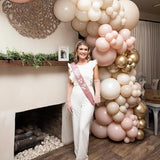 White Sand Gold Balloons Set, 12 Inch Double Stuffed Blush Beige Boho