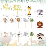 42 Pcs Safari Jungle Animal Cake Toppers Wild One Lion Giraffe
