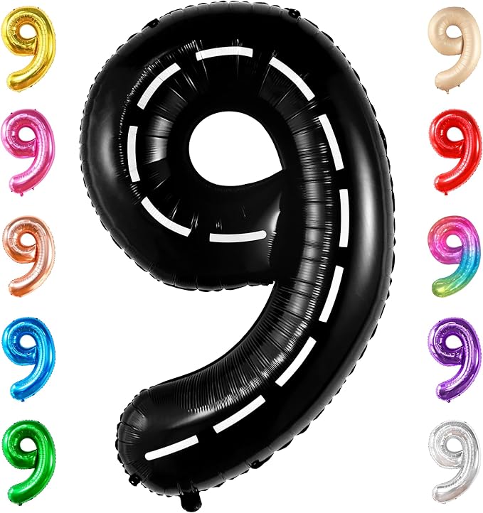 KatchOn, Giant Checkered Number 9 Balloon - 40 Inch | Foil 9 Birthday