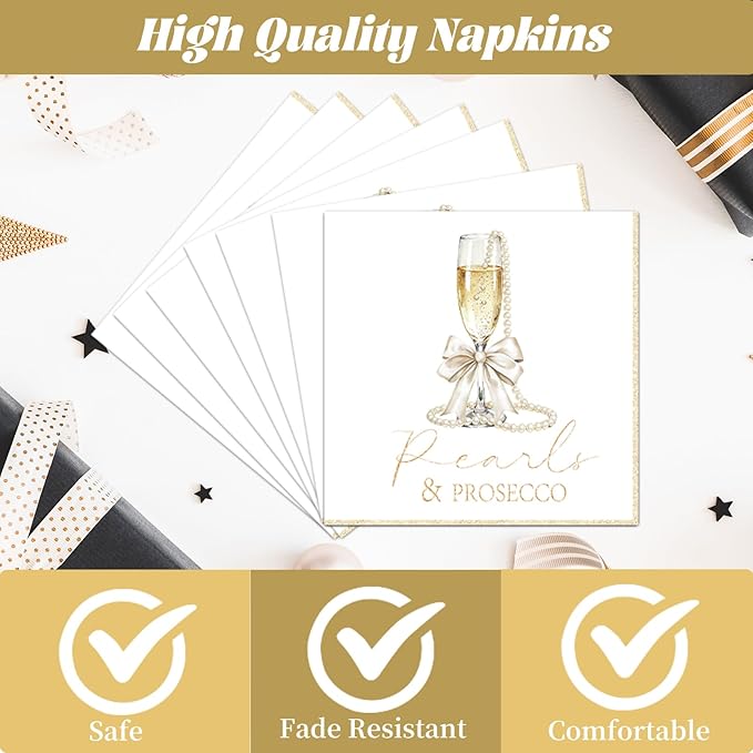 Pearls and Prosecco Bridal Shower Decorations 96PCS Pearls Bow