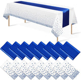 16Pack Disposable Plastic Tablecloths and Satin Table Runner Set White