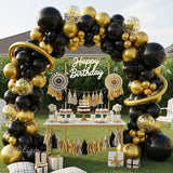 Black and Gold Balloon Arch Kit 114 Pcs Black and Gold Balloons